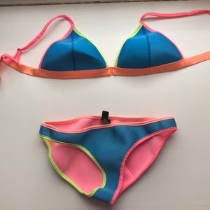 Triangle bathing suit top and bottom